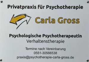Praxisschild Privatpraxis für Psychotherapie Carla Gross